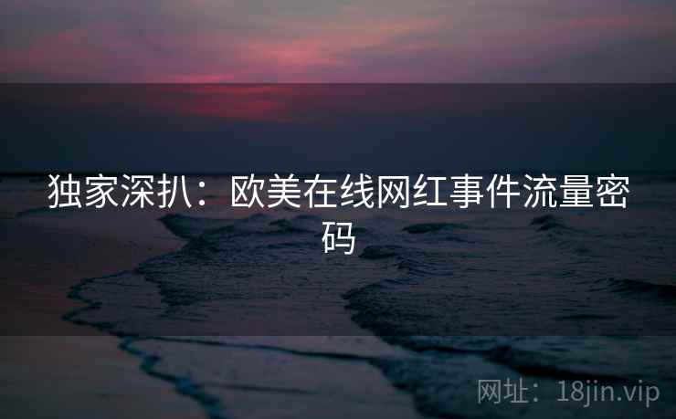 独家深扒：欧美在线网红事件流量密码