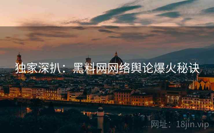 独家深扒：黑料网网络舆论爆火秘诀